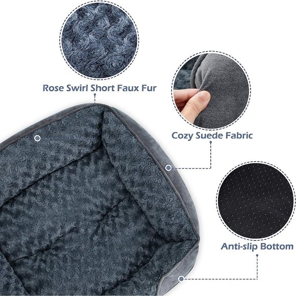 Small Dog Bed Large Medium Small Soft Calming Sleeping Puppy Anti-Slip 20"x19"x6 - Picture 4 of 10